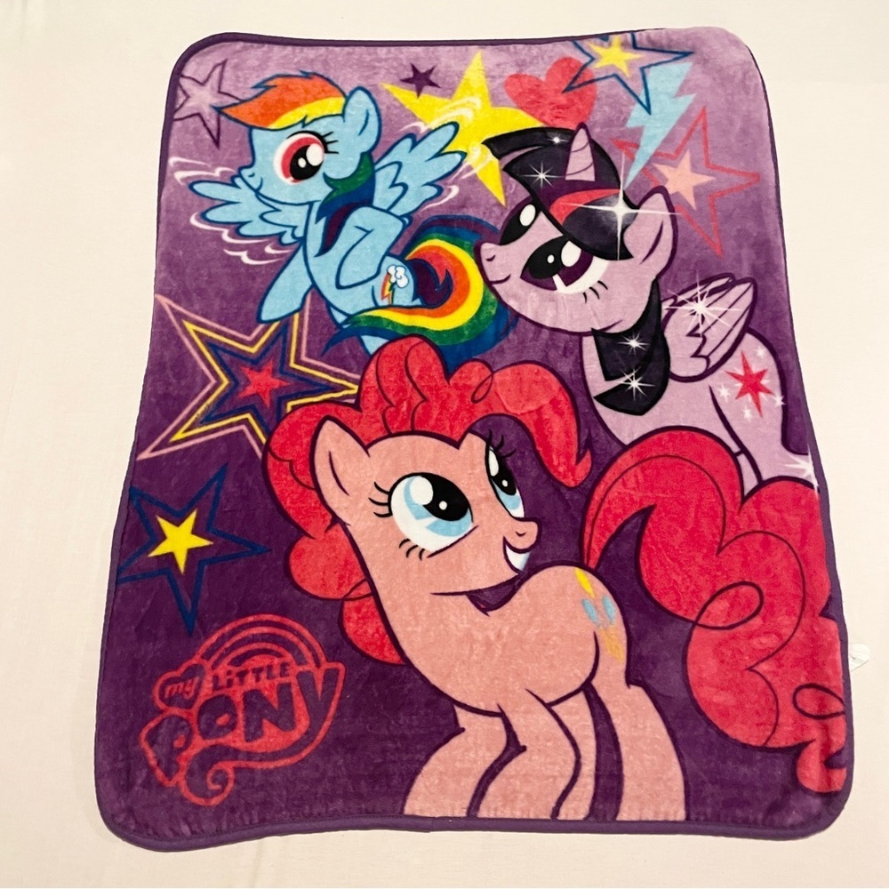 My Little Pony MLP Fleece Throw Blanket Pinkie Pie Rainbow Dash Franco 44x36